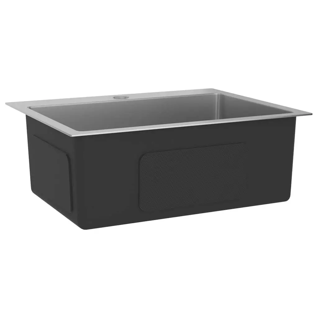 Handmade Kitchen Sink Stainless Steel Silver Satin Contemporary Design