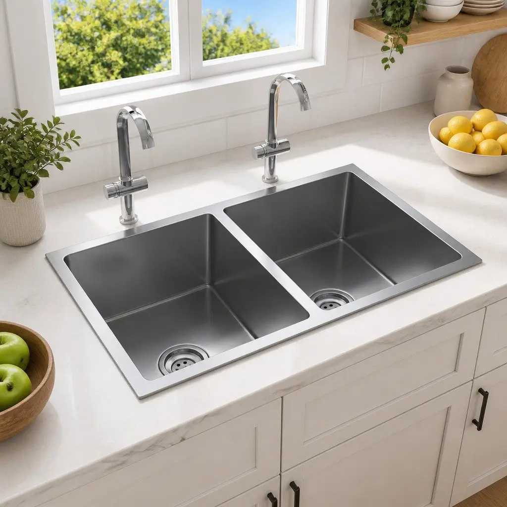 Handmade Kitchen Sink with Dual Bowls