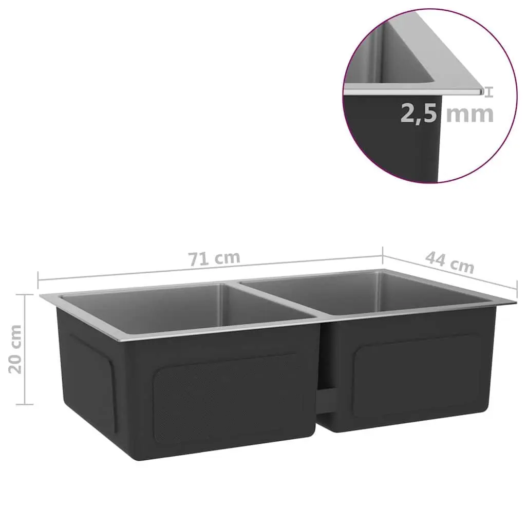 Handmade Kitchen Sink with Dual Bowls