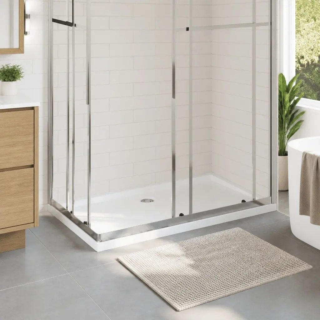 Rectangular Shower Base Tray White 70x120 cm Low Threshold Modern Bathroom