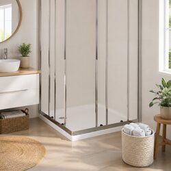 Square Shower Base Tray White 80x80 cm Low Threshold Modern Bathroom Fixture