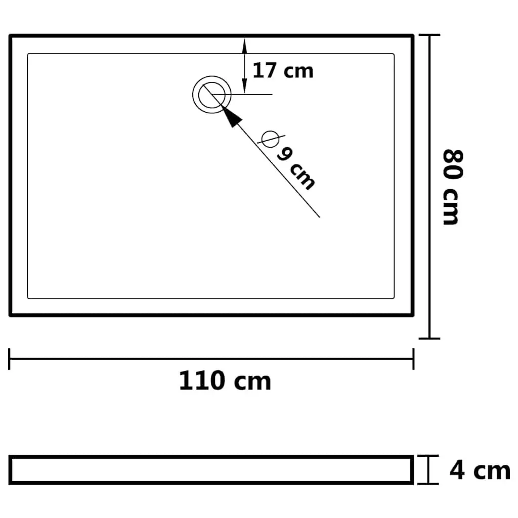 Rectangular Shower Base Tray White 80x110 cm Low Threshold Modern Bathroom