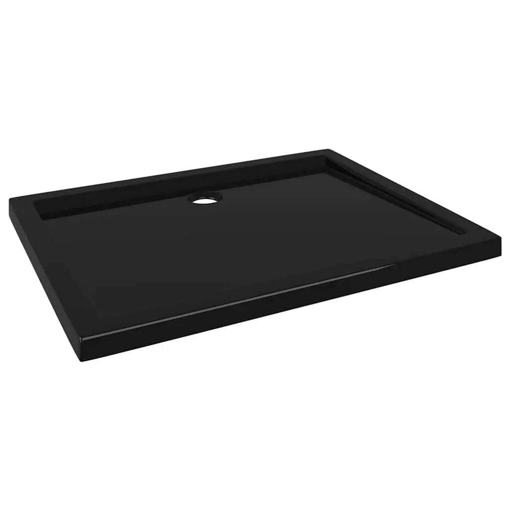 Rectangular Shower Base Tray Black 70x90 cm Low Threshold Modern Bathroom