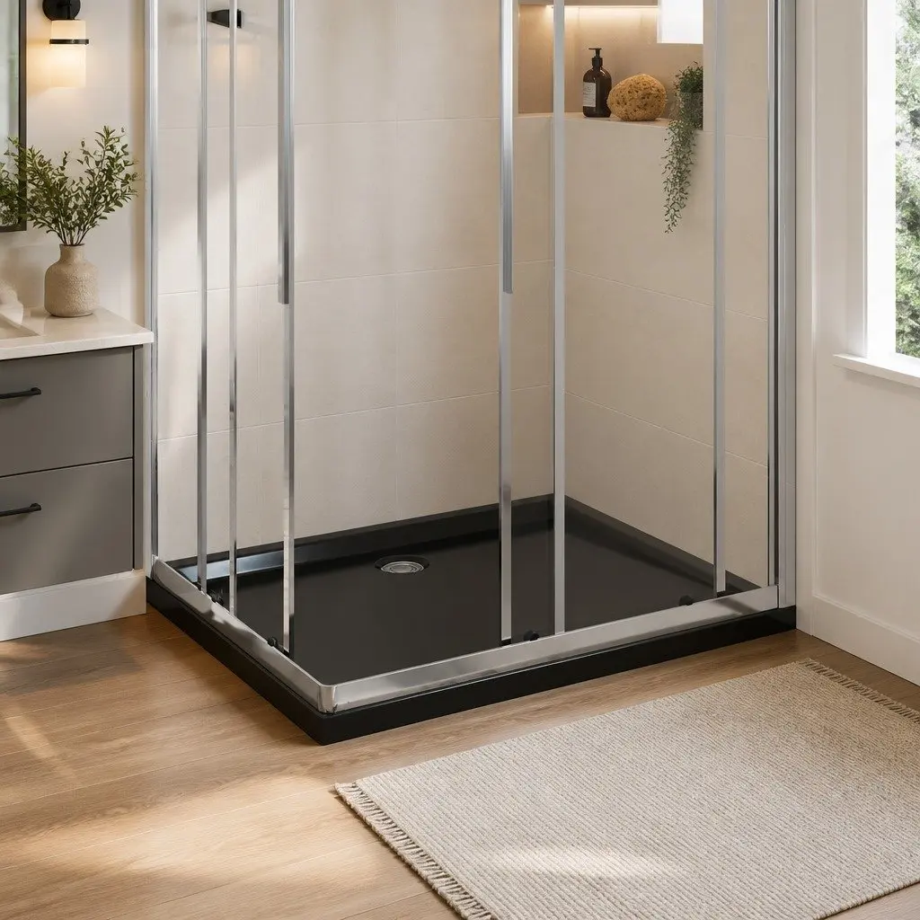 Black Shower Base Tray 80x100cm with Low Threshold
