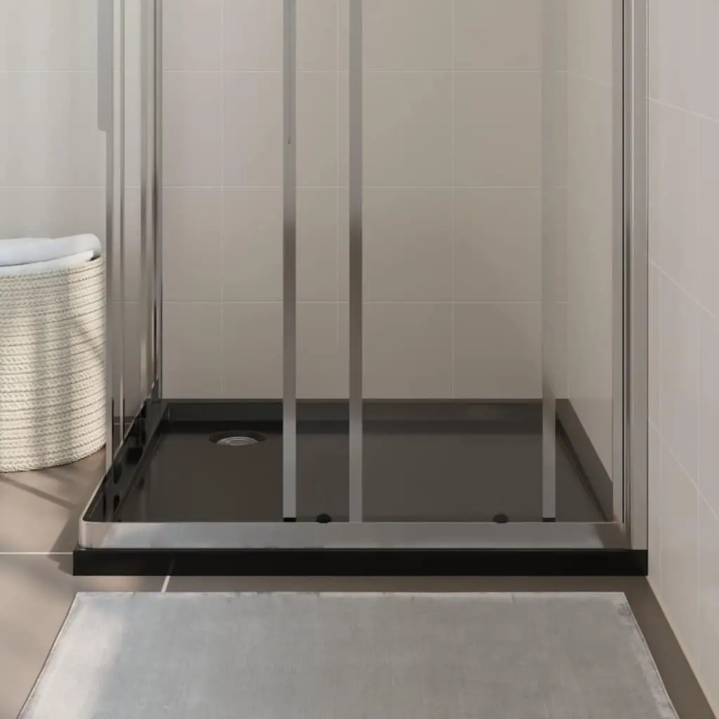 Square Shower Base Tray 90x90 cm Black ABS Low Threshold Modern Bathroom