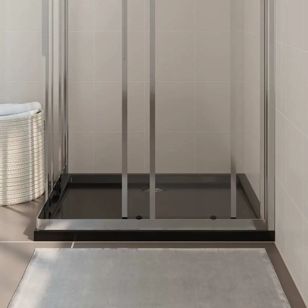 Rectangular Shower Base Tray Black Low Threshold 80x90 cm Modern Bathroom