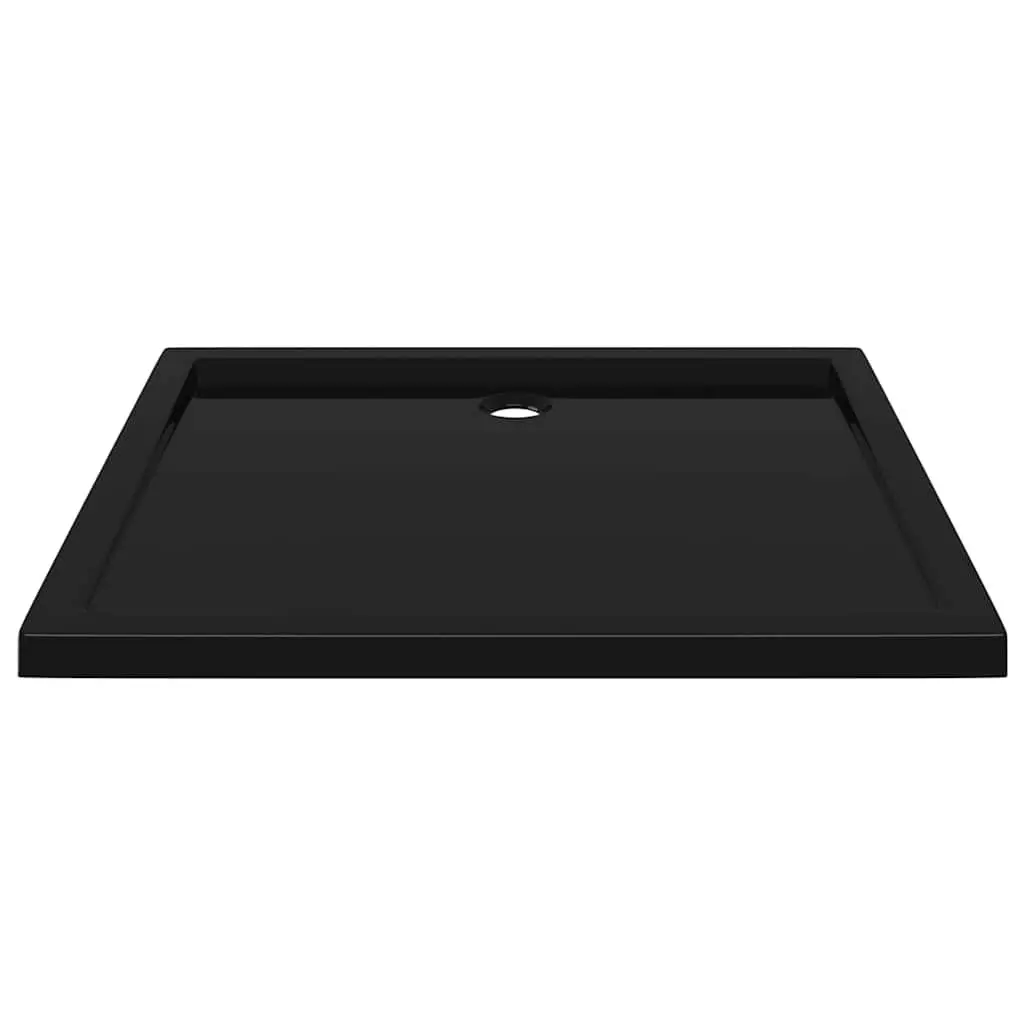 Rectangular Shower Base Tray Black Low Threshold 80x90 cm Modern Bathroom