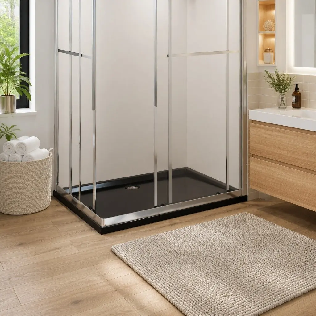 Black Rectangular Shower Base Tray 80x110 cm