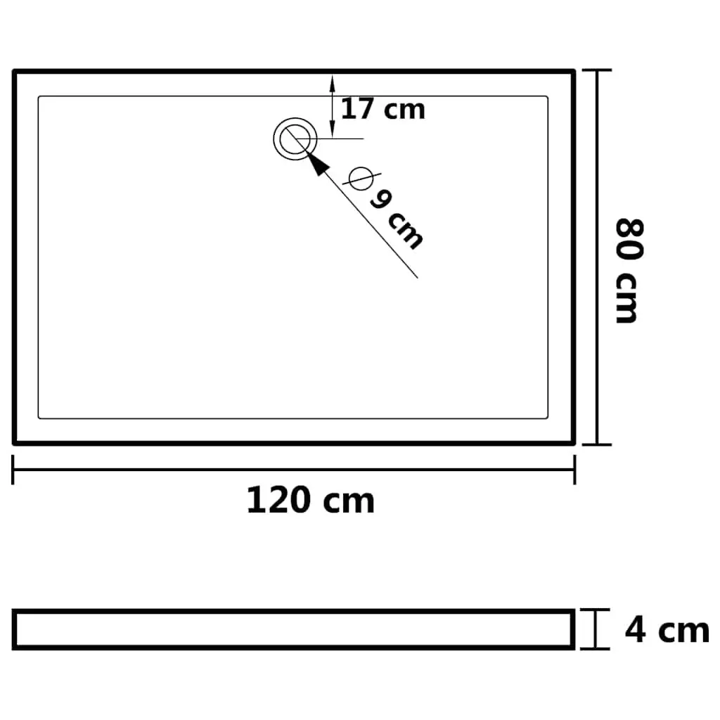 Rectangular Shower Base Tray Black 80x120 cm Low Threshold Easy Entry Bathroom