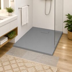 Shower Base Tray Grey 100x80 cm Low Profile Bathroom Skid Resistant Slate Stone
