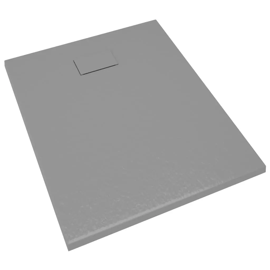 Low Profile Shower Tray Grey Slate Stone 100x80 cm Skid Resistant Bathroom