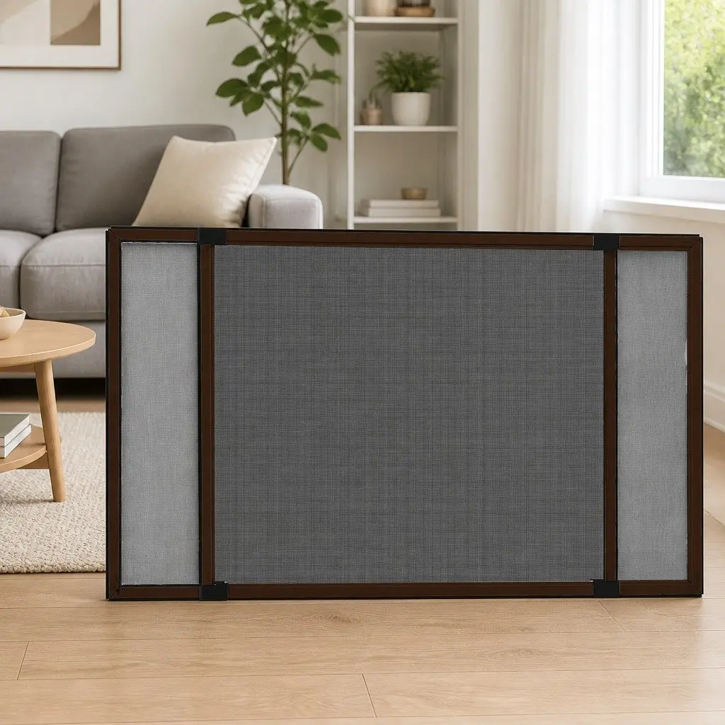 Extendable Insect Screen Adjustable Mesh Fly Protection 75 to 143 cm Brown
