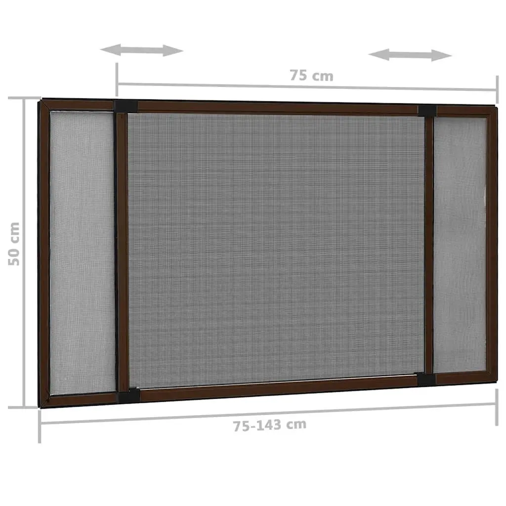 Extendable Insect Screen Adjustable Mesh Fly Protection 75 to 143 cm Brown