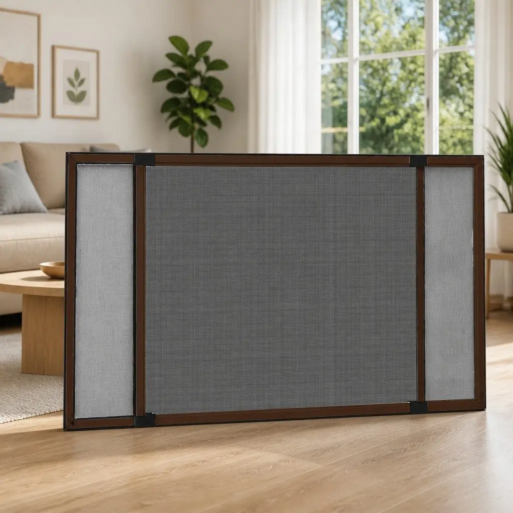 Extendable Window Insect Screen Fly Protection Adjustable Size Brown Fibreglass Mesh