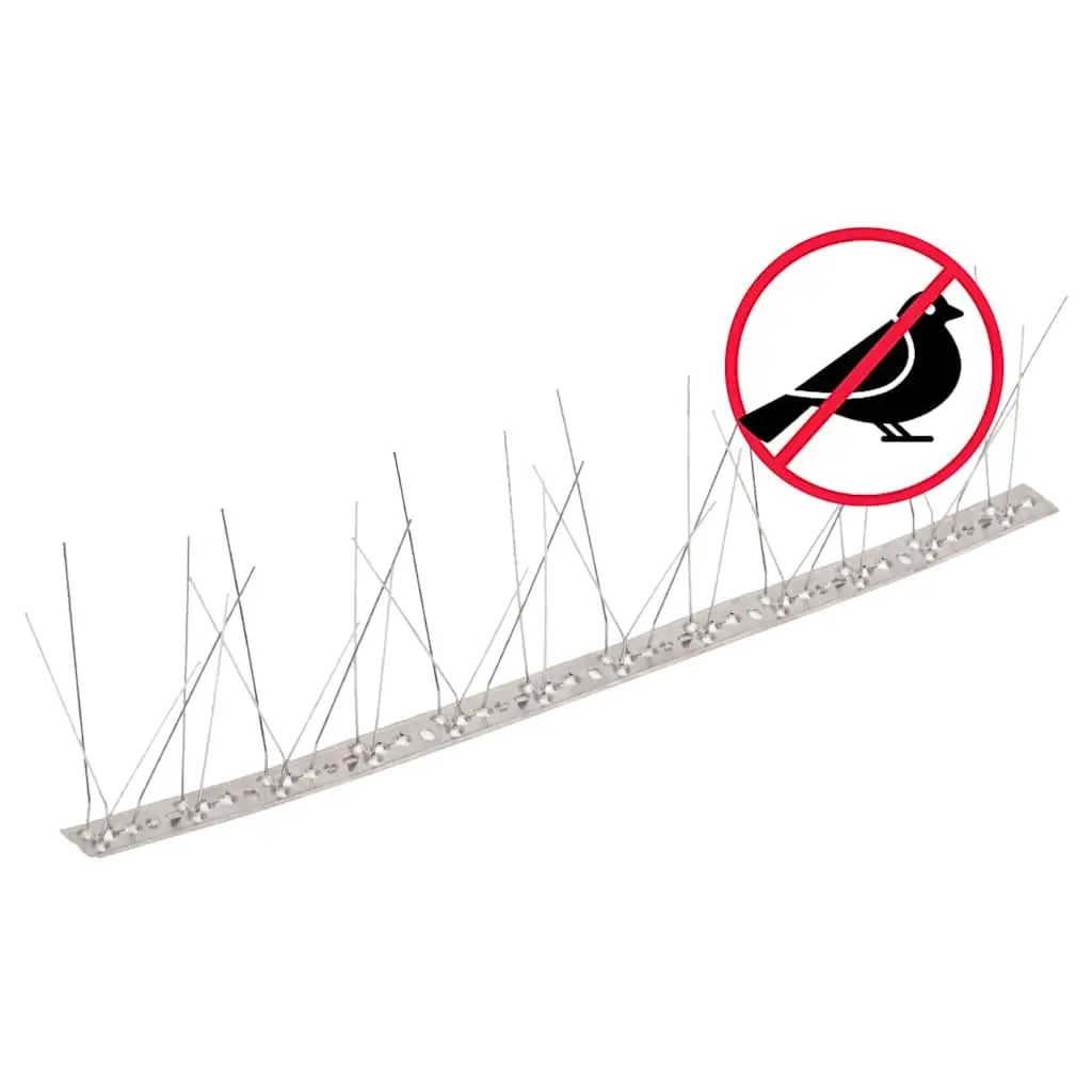 Bird & Pigeon Spikes 5-Row Stainless Steel Anti-Bird Deterrent 20m Silver