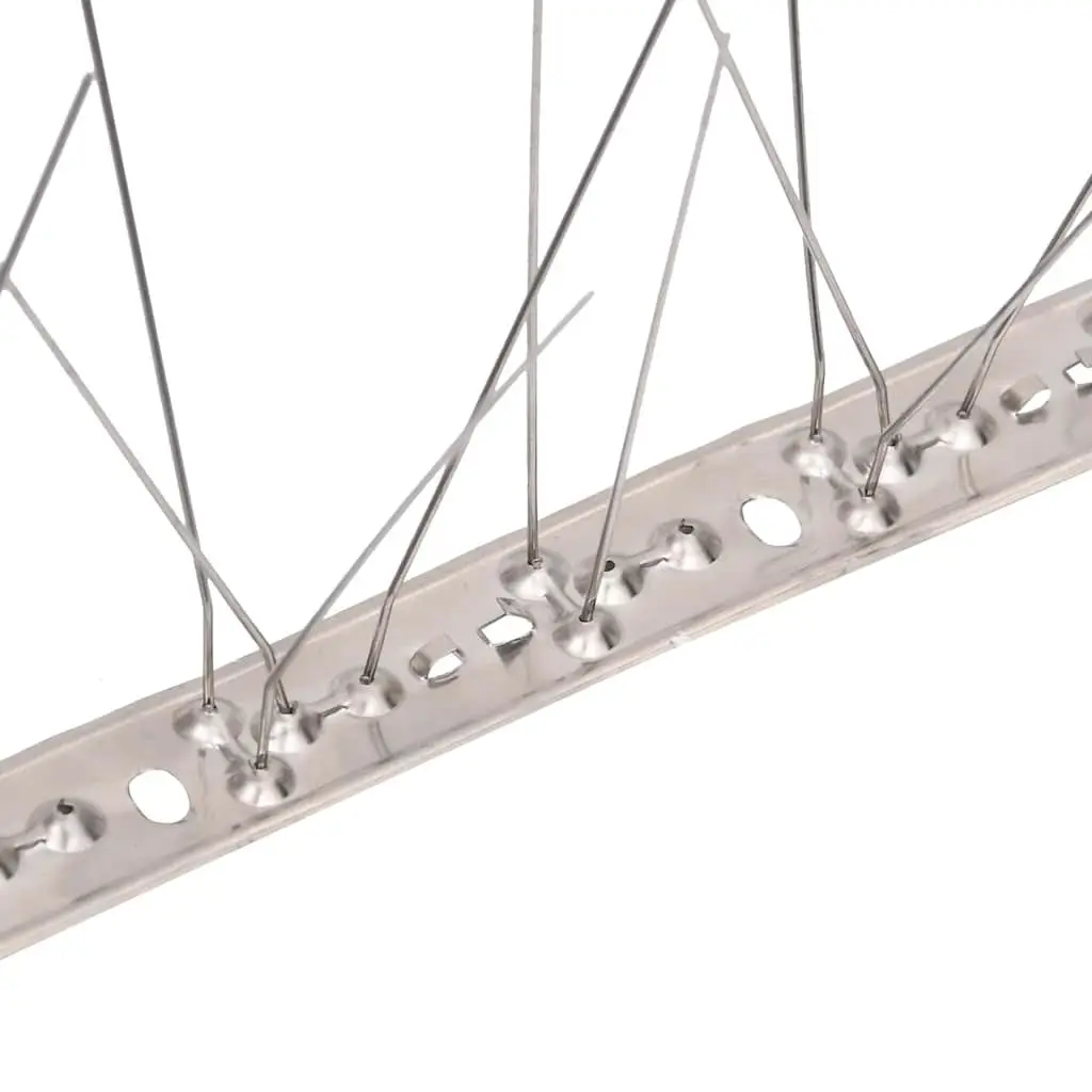 Bird & Pigeon Spikes 5-Row Stainless Steel Anti-Bird Deterrent 20m Silver