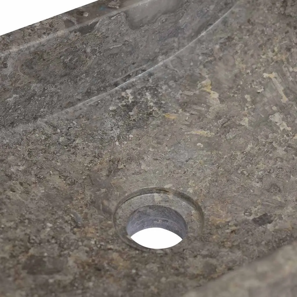 Bathroom Sink Marble Basin 45x30x12cm Grey High Gloss Modern Fixture