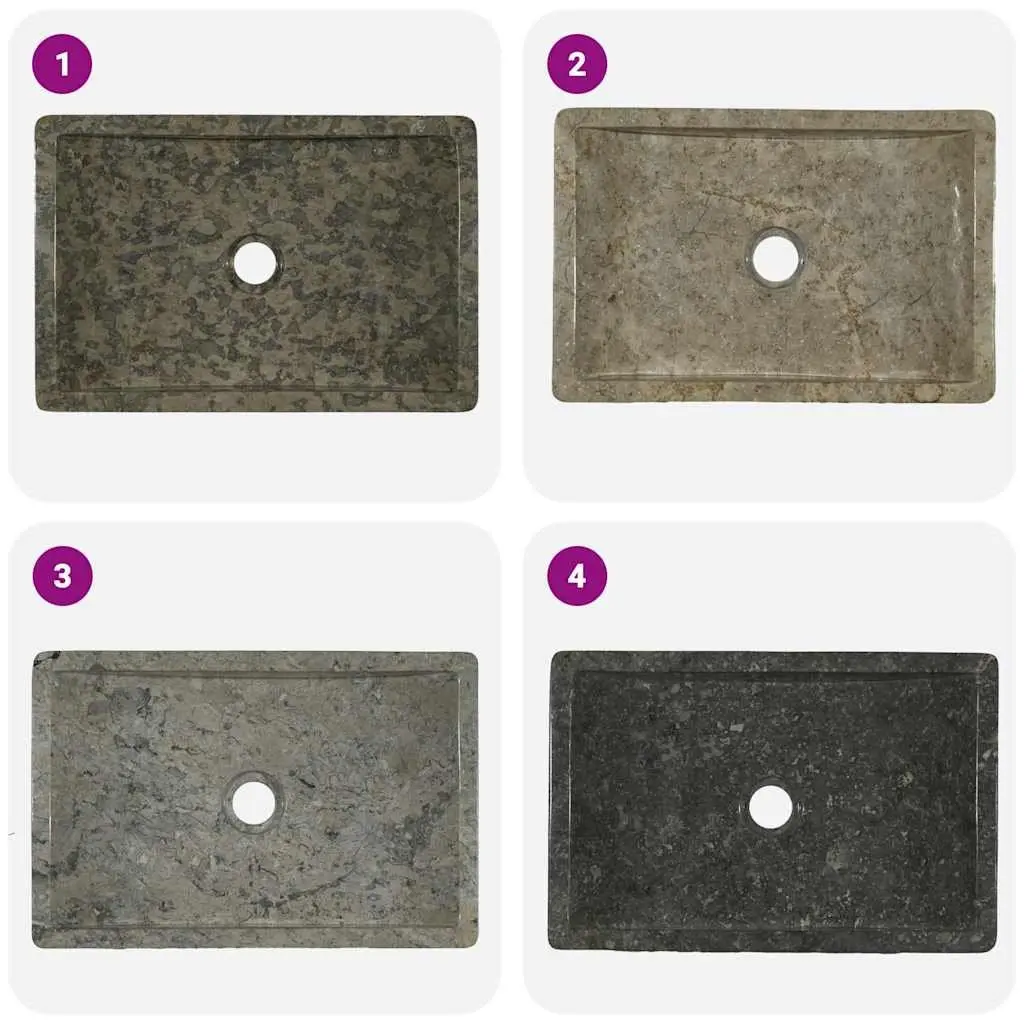 Bathroom Sink Marble Basin 45x30x12cm Grey High Gloss Modern Fixture