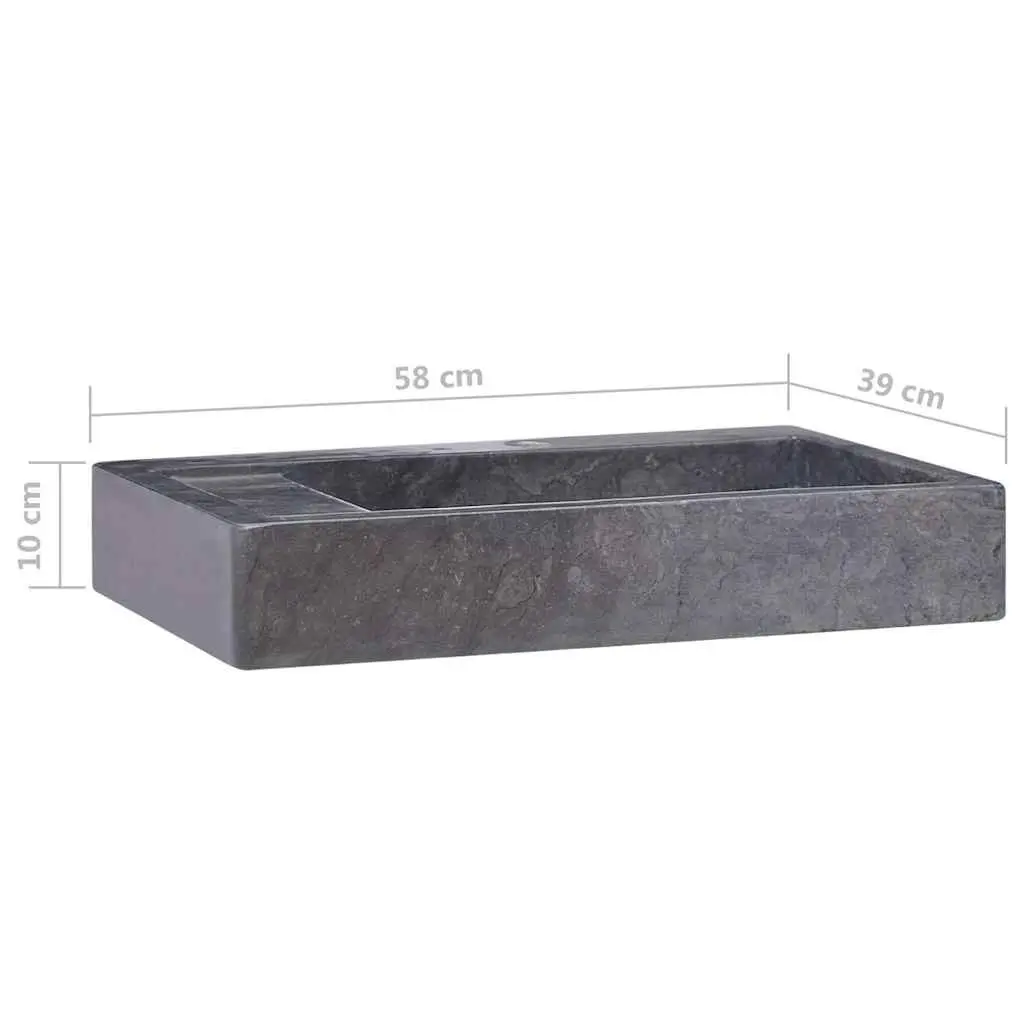 Bathroom Sink Black Marble Vessel 58x39x10 cm Handmade Countertop