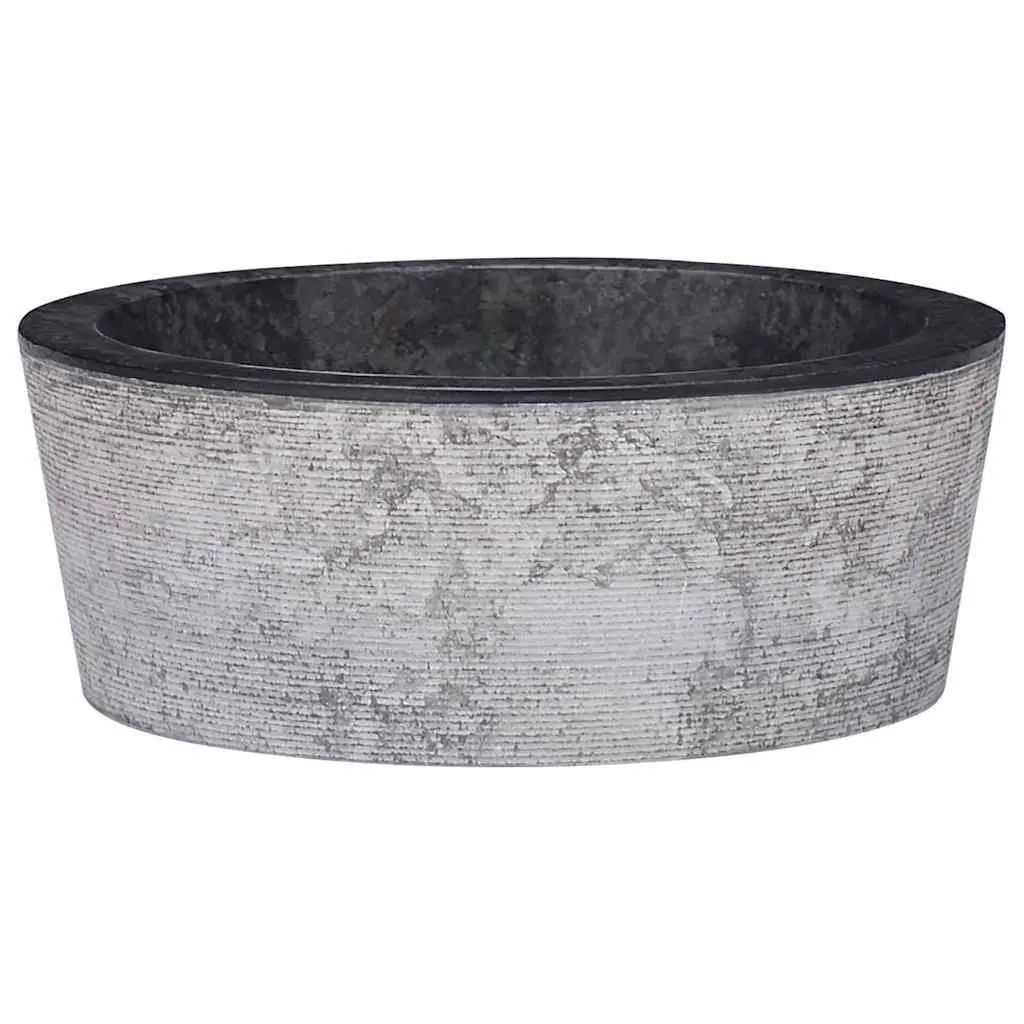 Marble Bathroom Basin Sink Round Vessel Bowl 40cm Black
