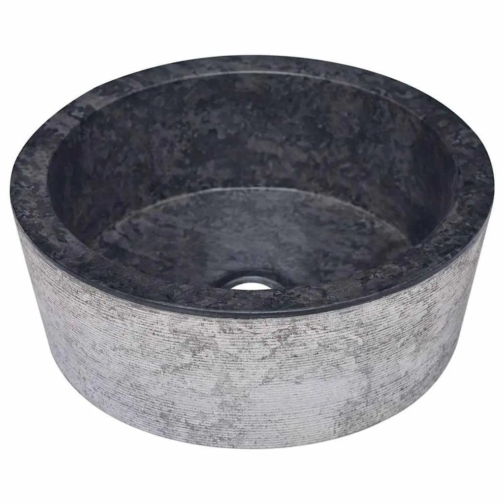 Marble Bathroom Basin Sink Round Vessel Bowl 40cm Black