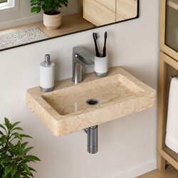 A Warm Addition: Cream Marble Sink for Your Bathroom