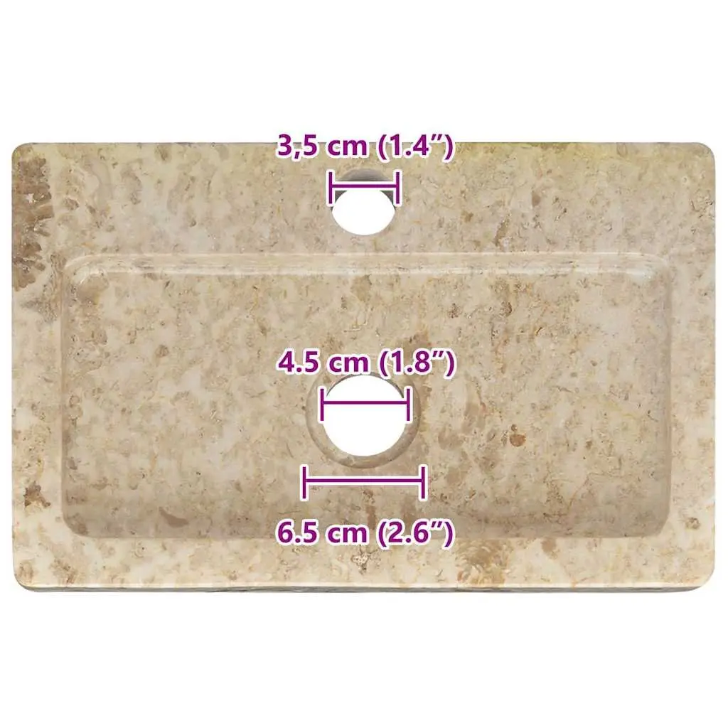 Wall-mounted Bathroom Basin Cream Marble Sink Washroom Vanity Fixture Modern