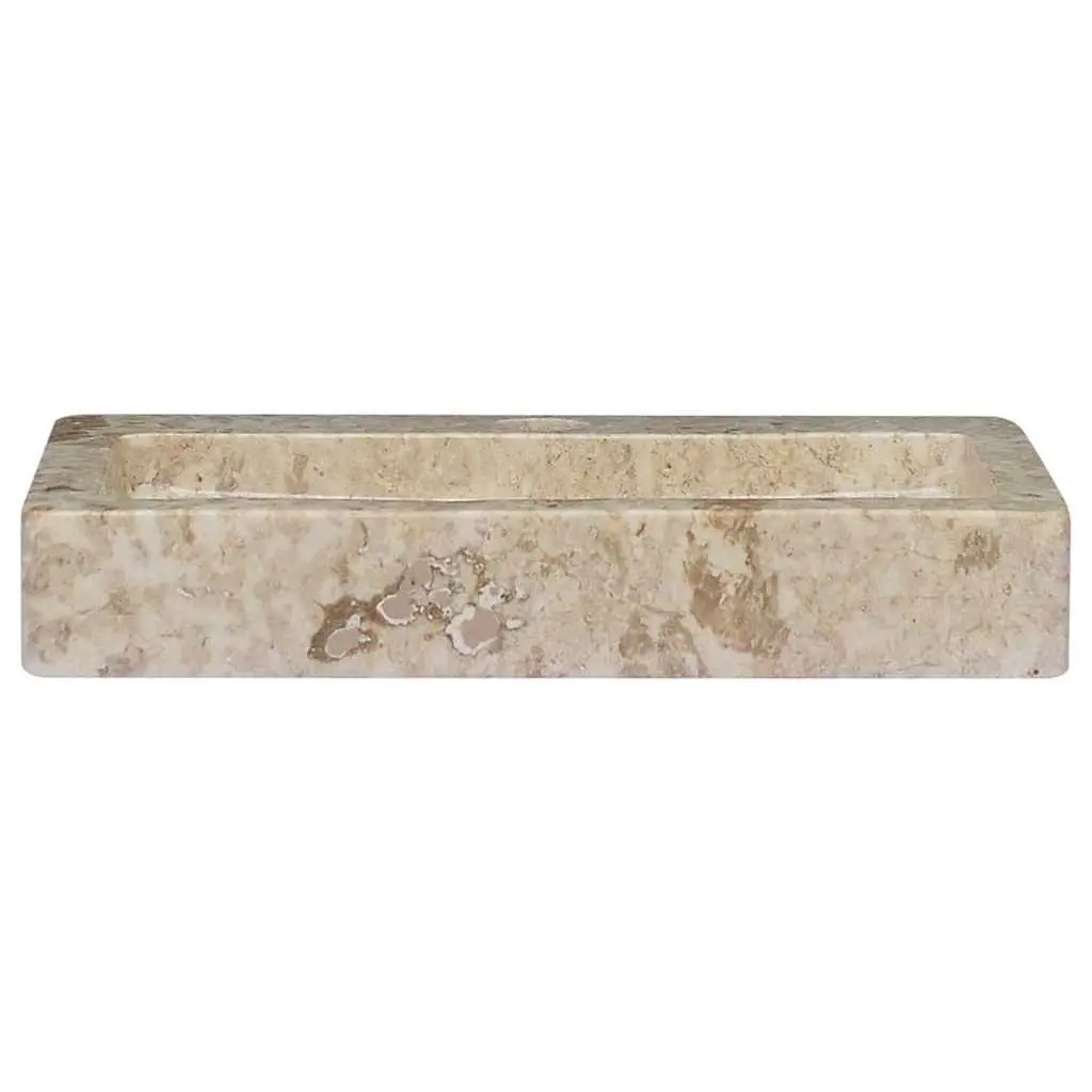Wall-mounted Bathroom Basin Cream Marble Sink Washroom Vanity Fixture Modern