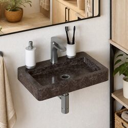 Reliable Black Marble Wall-mounted Basin Sink 38x24x6.5 cm