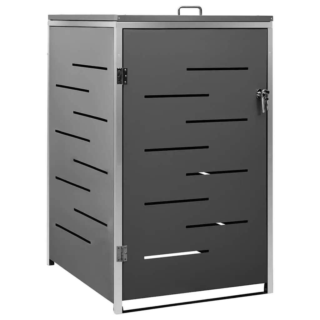 Wheelie Bin Shed Garden Waste Container Enclosure Lockable 69 x 77.5 x 115 cm Galvanised Steel Stainless Steel