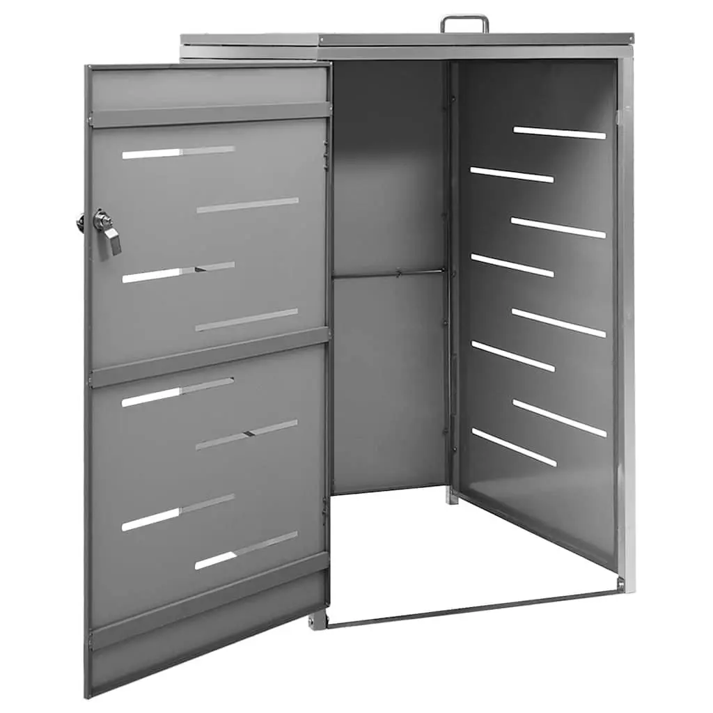 Wheelie Bin Shed Garden Waste Container Enclosure Lockable 69 x 77.5 x 115 cm Galvanised Steel Stainless Steel