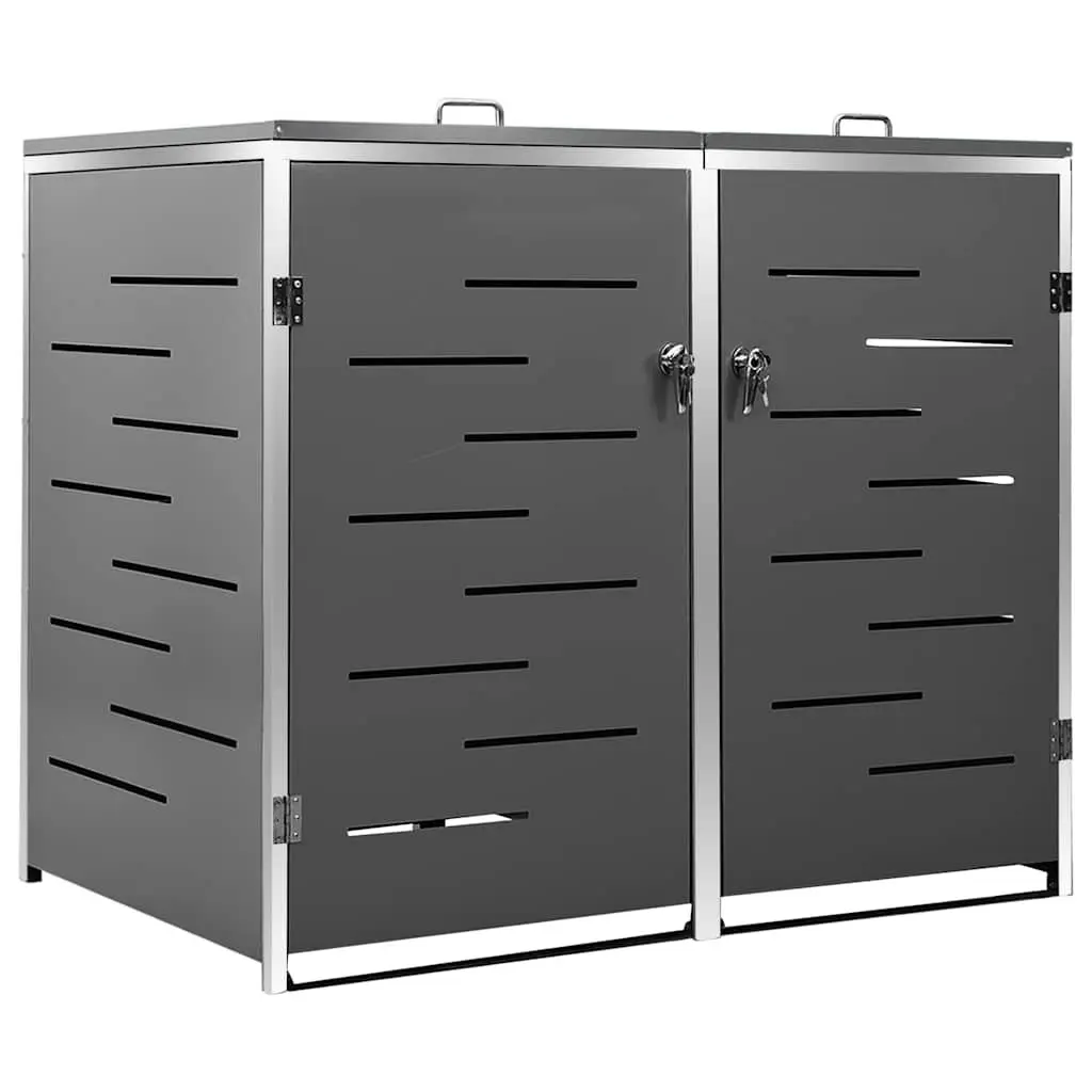 Double Wheelie Bin Shed Garden Waste Container Storage 138x77.5x115cm Anthracite