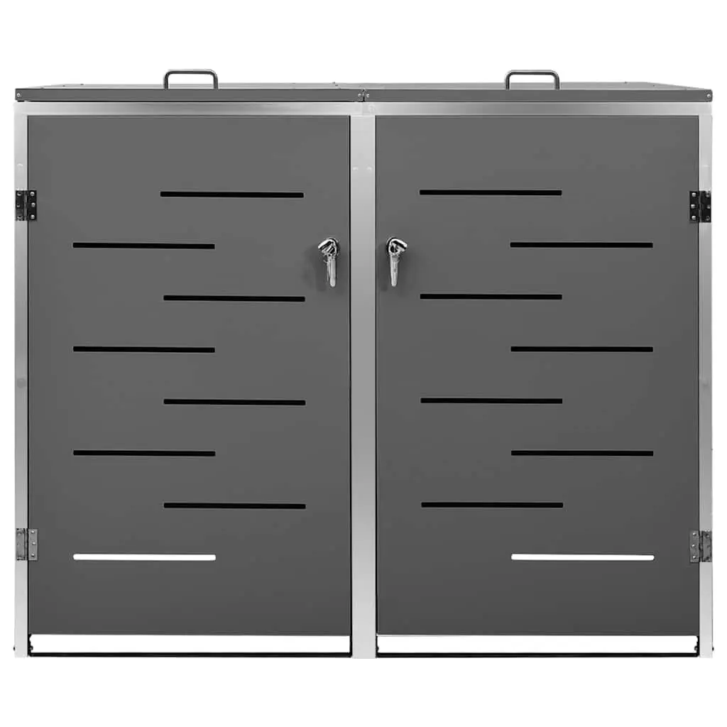 Double Wheelie Bin Shed Garden Waste Container Storage 138x77.5x115cm Anthracite