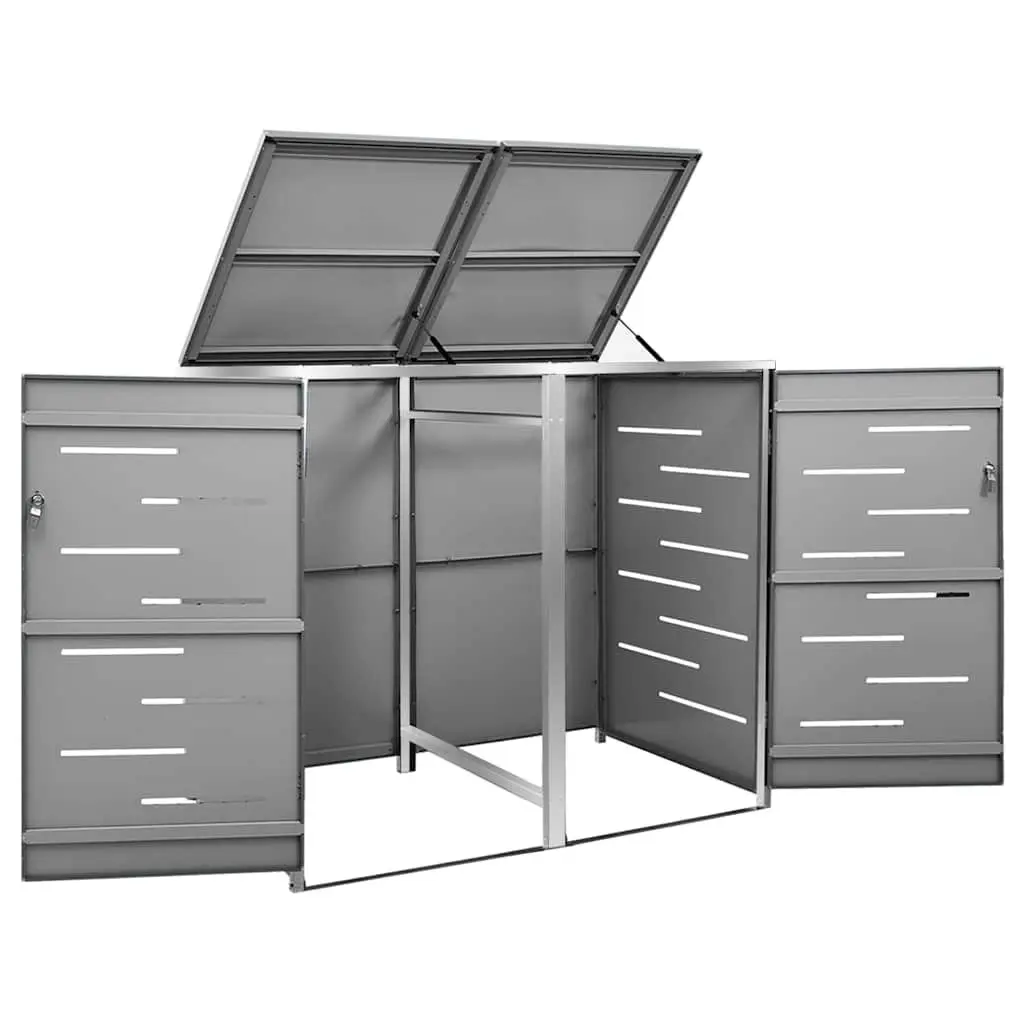 Double Wheelie Bin Shed Garden Waste Container Storage 138x77.5x115cm Anthracite