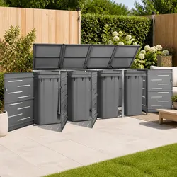 Reliable Quadruple Wheelie Bin Shed for Outdoor Storage