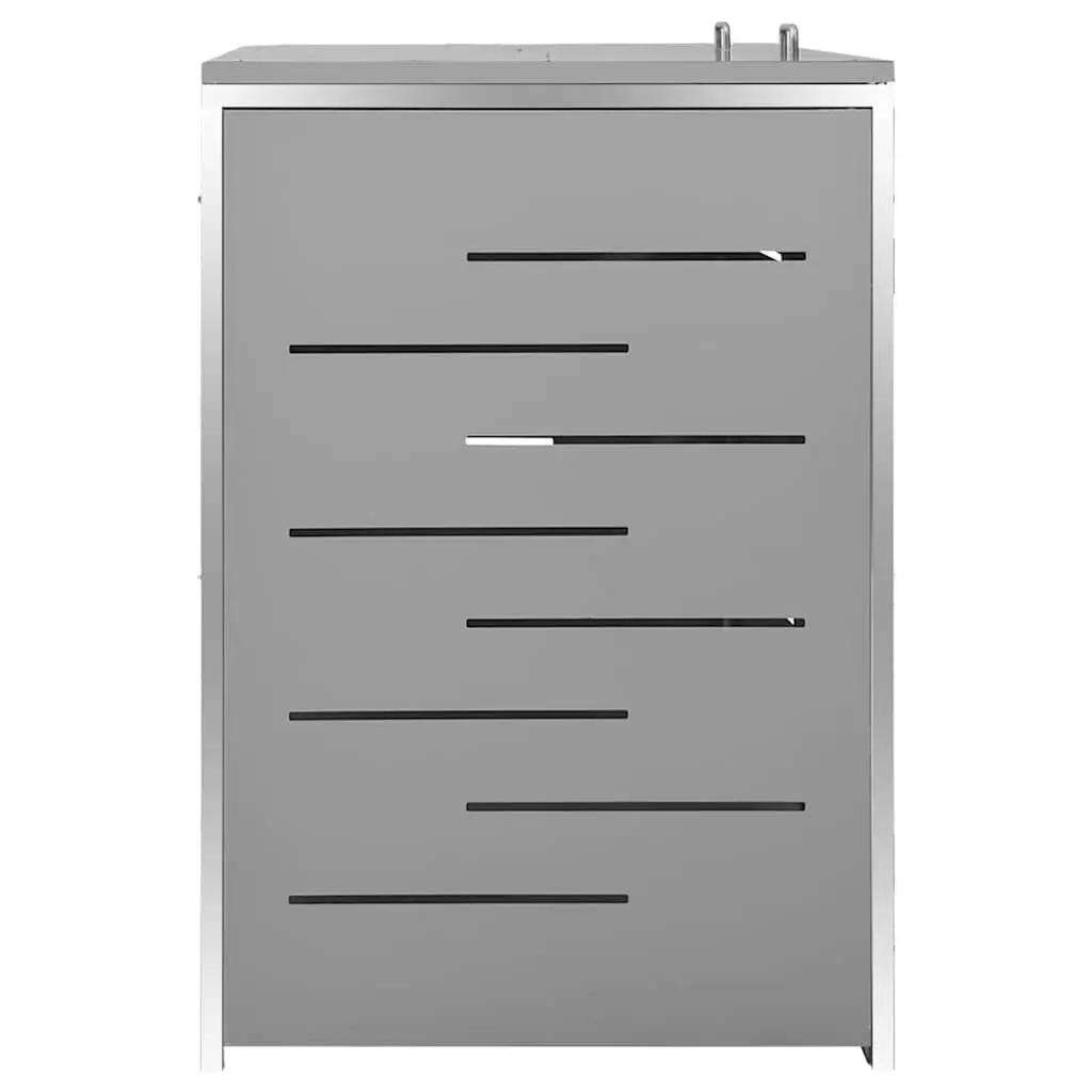Double Wheelie Bin Shed Garden Waste Container Enclosure 138 x 77.5 x 115 cm Grey Stainless Steel Frame