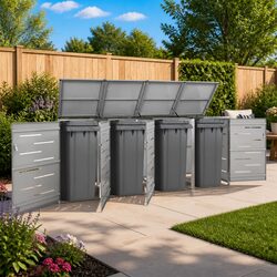 Reliable Grey Bin Shed for Waste Containers 276.5x77.5x115cm