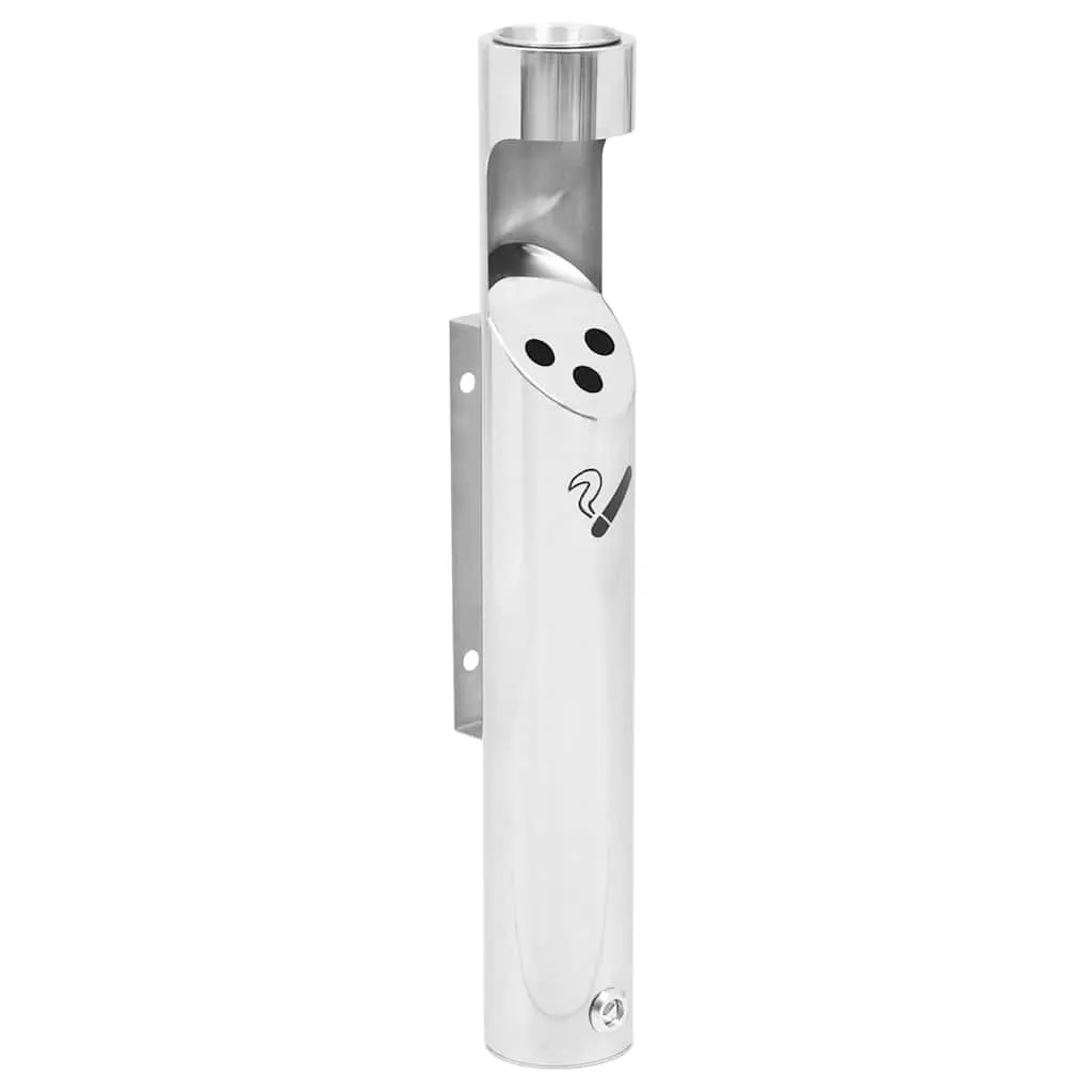 Wall Mounted Ashtray Stainless Steel Cigarette Butt Disposal Cylindrical Silver