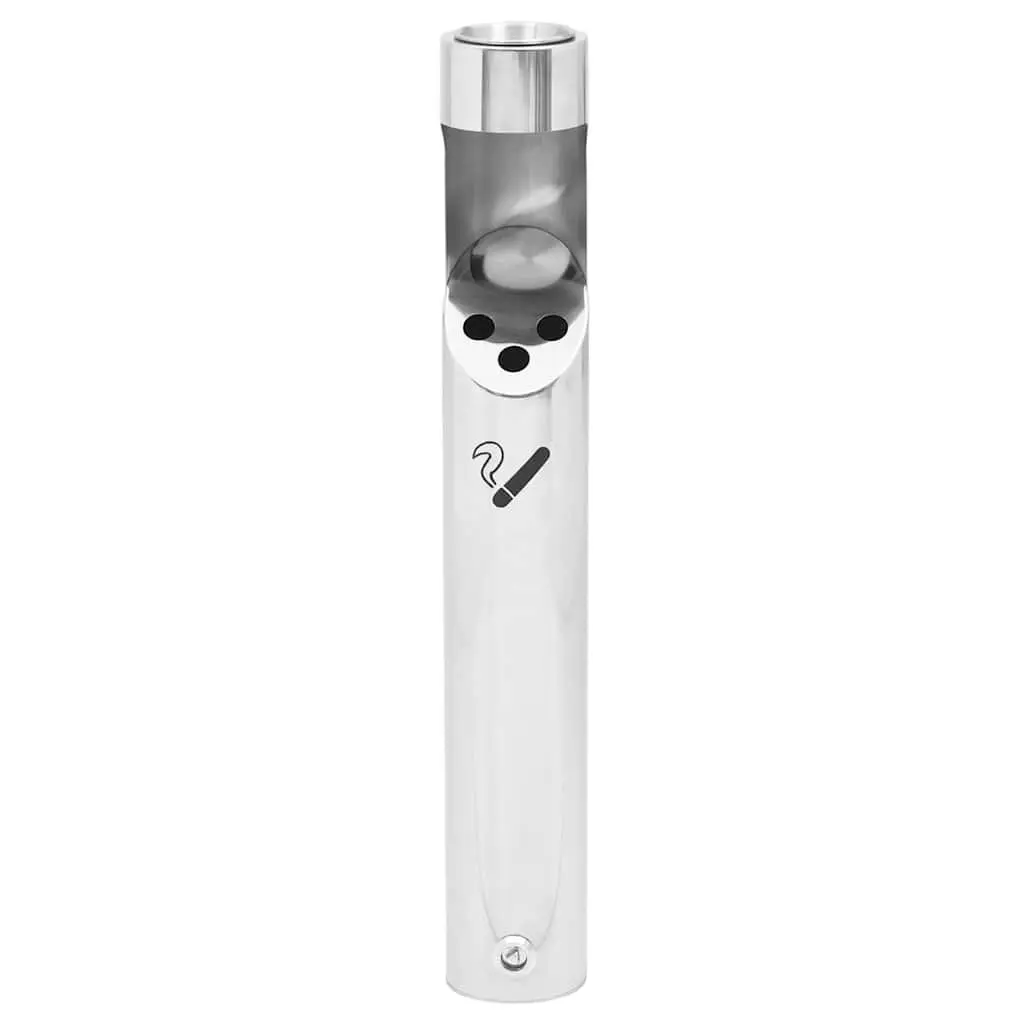Wall Mounted Ashtray Stainless Steel Cigarette Butt Disposal Cylindrical Silver