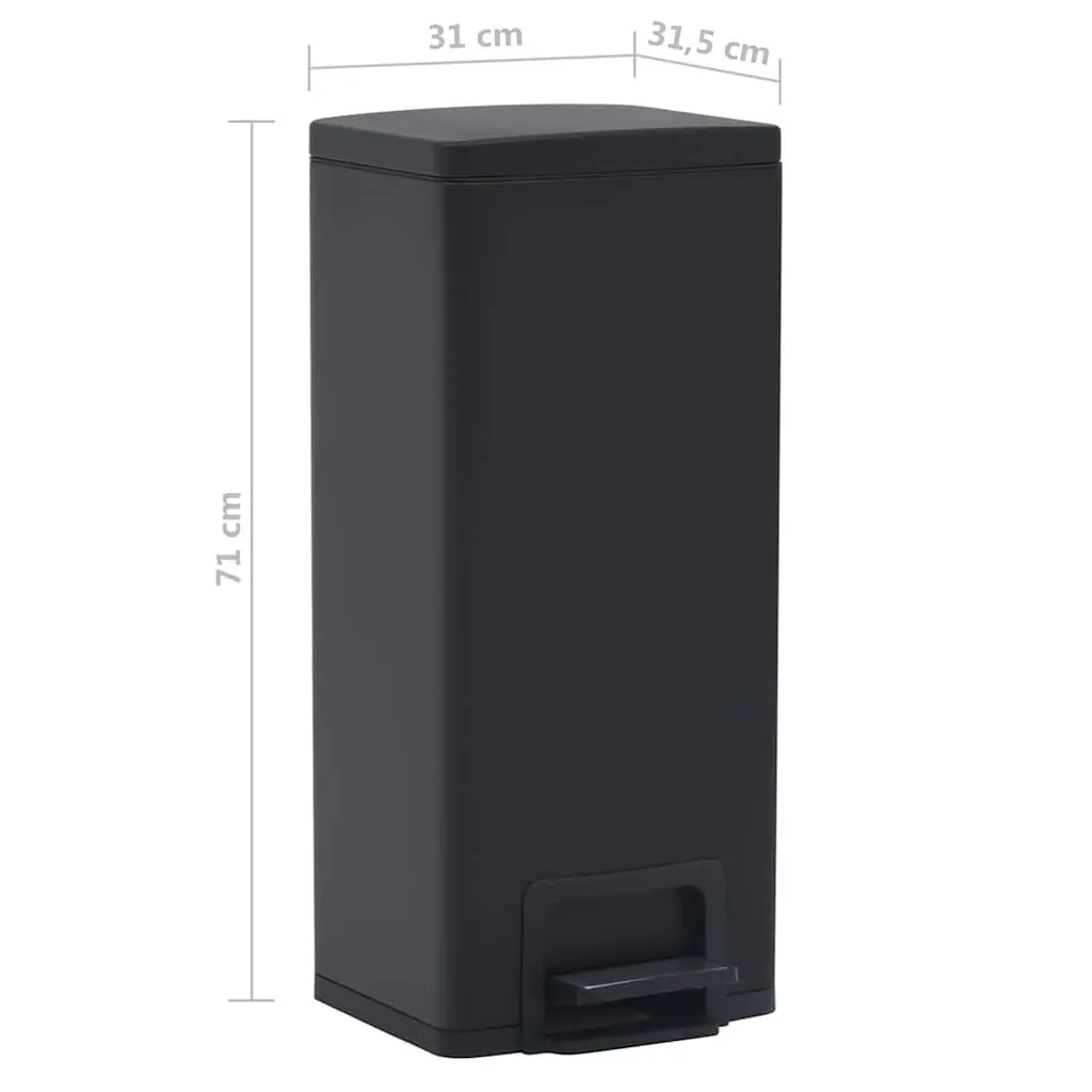 Pedal Dustbin 30L Hands-Free Waste Bin Soft Close Lid Black
