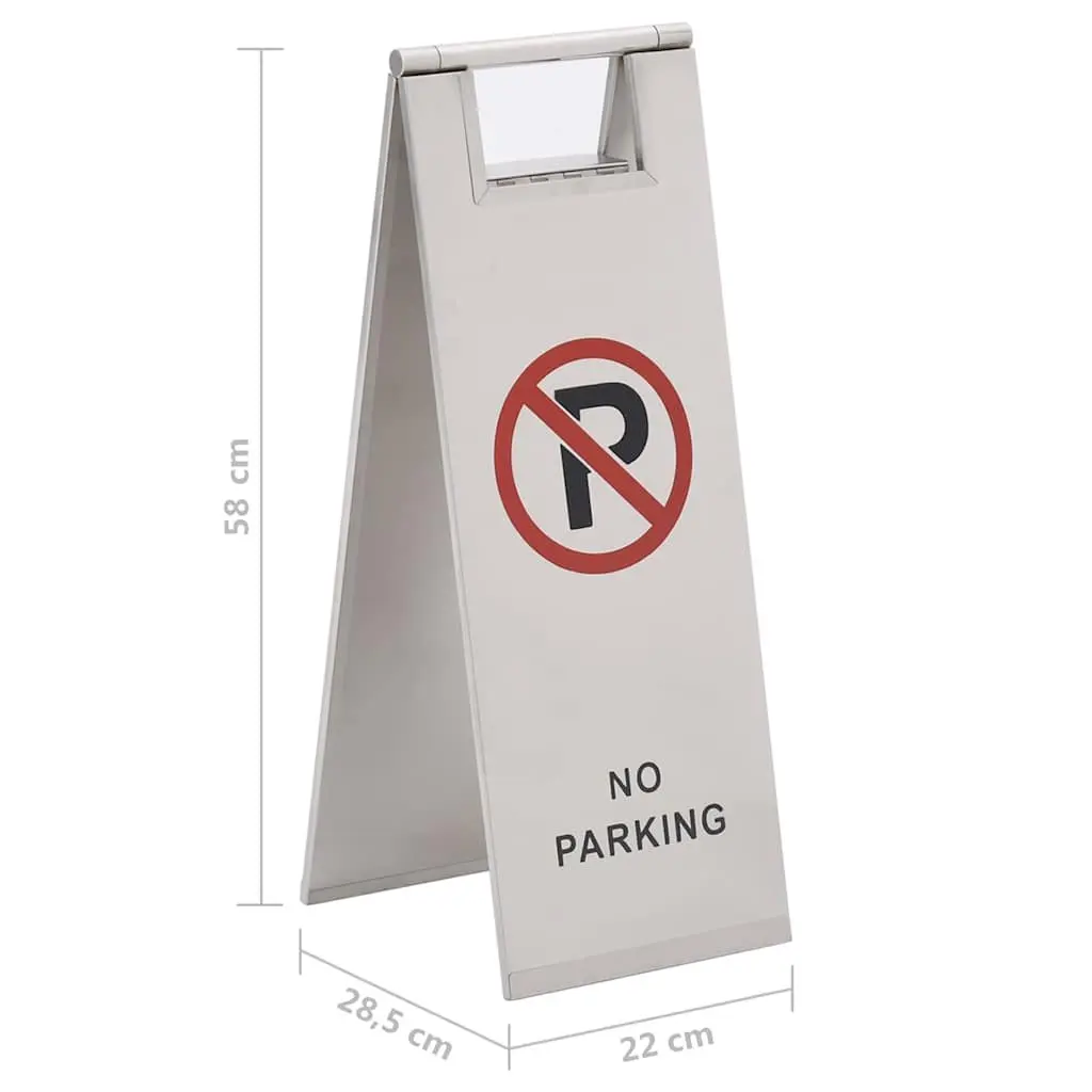 Folding Parking Sign Double-Sided No Parking Stainless Steel Portable