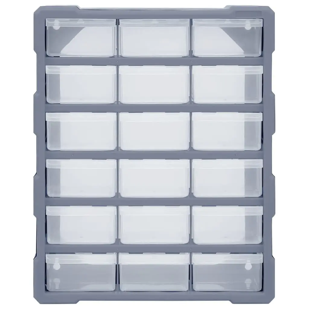 Multi-Drawer Tool Organiser Storage Box 18 Drawers Grey