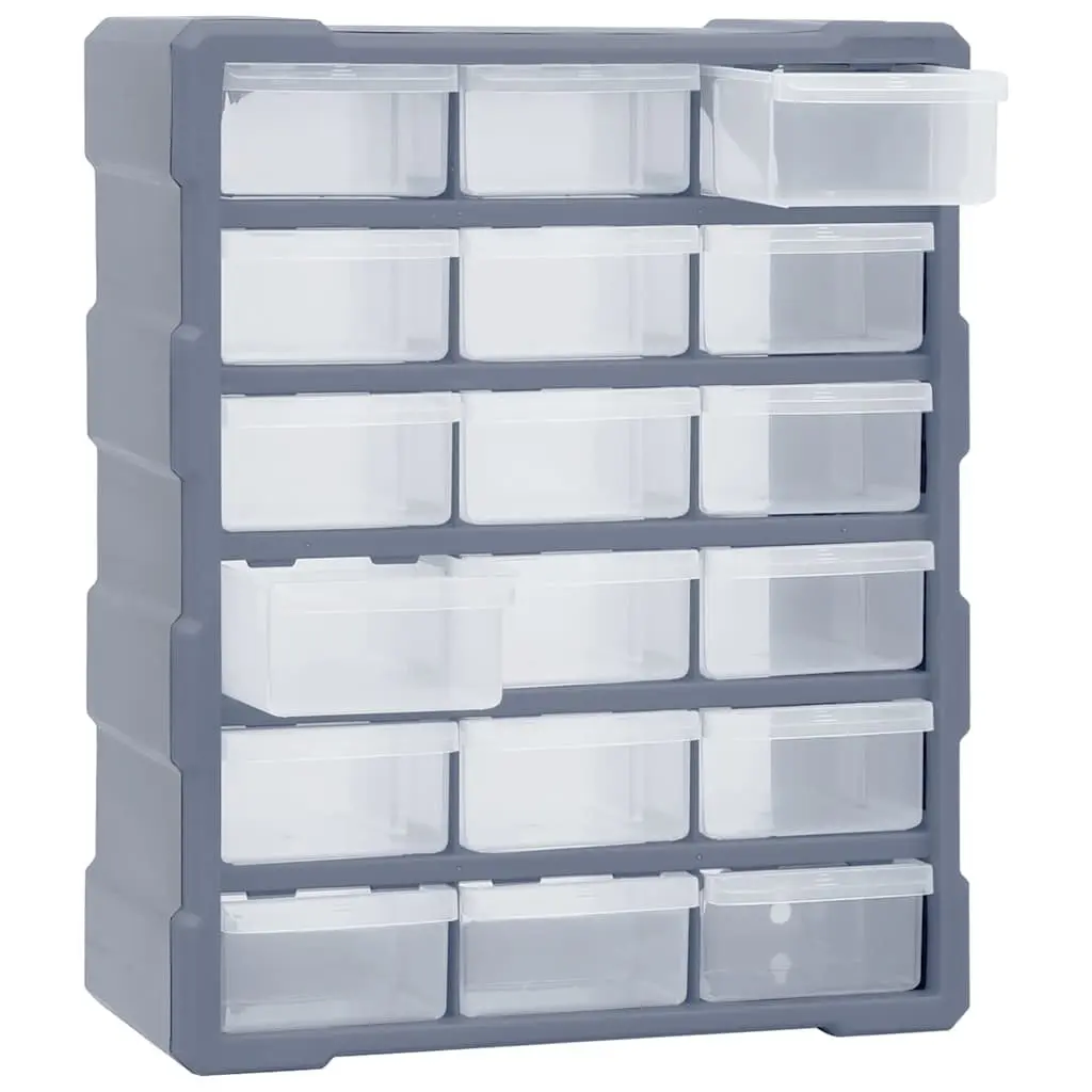Multi-Drawer Tool Organiser Storage Box 18 Drawers Grey