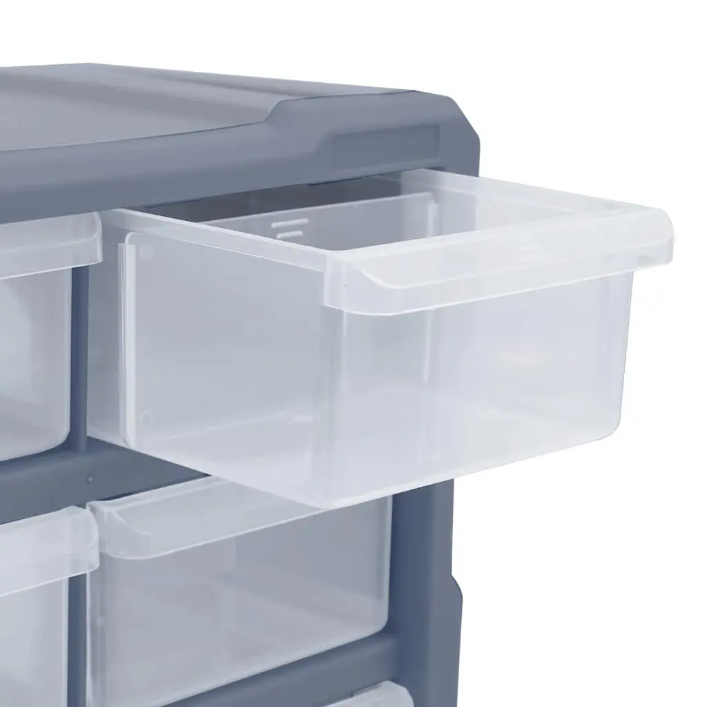 Multi-Drawer Tool Organiser Storage Box 18 Drawers Grey