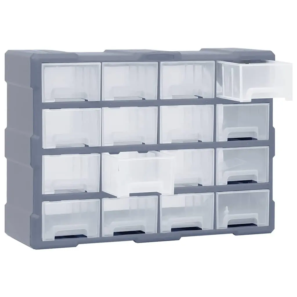 Multi-Drawer Organiser Tool Storage Box 16 Drawers Grey