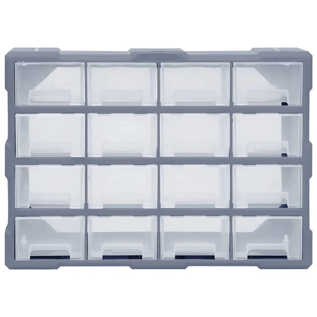 Multi-Drawer Organiser Tool Storage Box 16 Drawers Grey