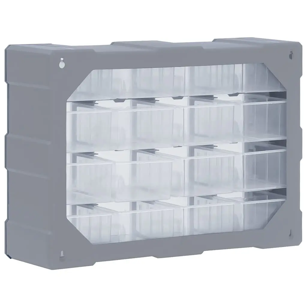 Multi-Drawer Organiser Tool Storage Box 16 Drawers Grey