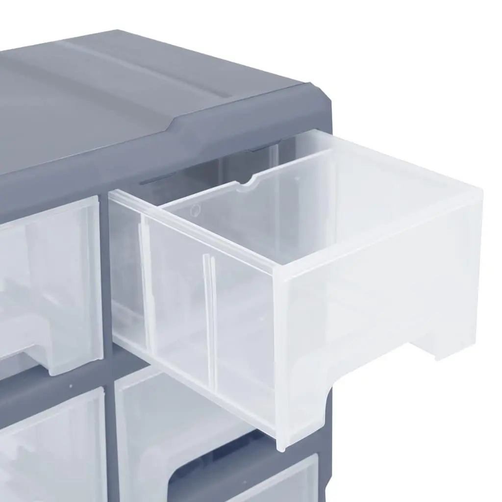 Multi-Drawer Organiser Tool Storage Box 16 Drawers Grey