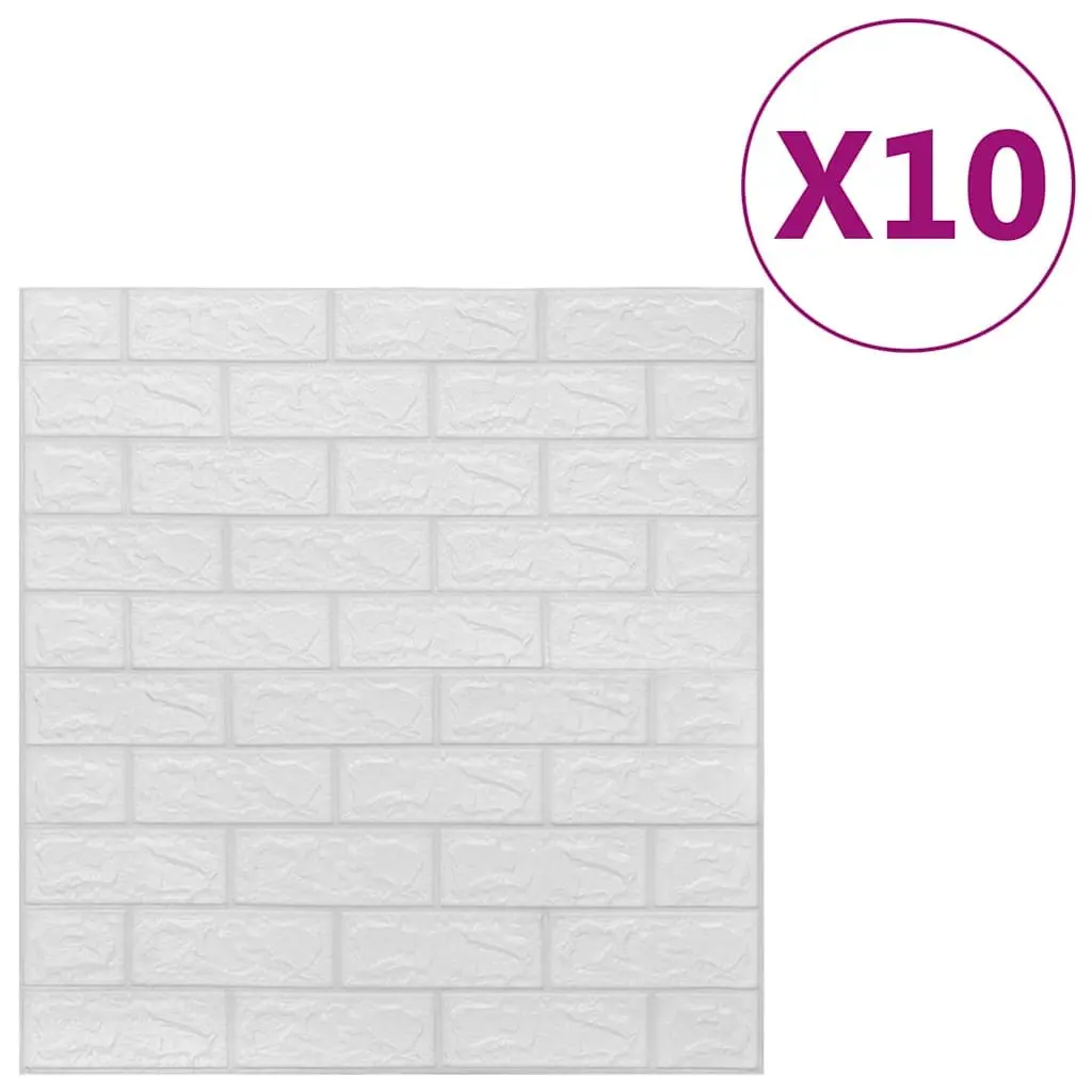 3D Brick Wallpaper Self-Adhesive Wall Stickers Home Decor White 10 Piece