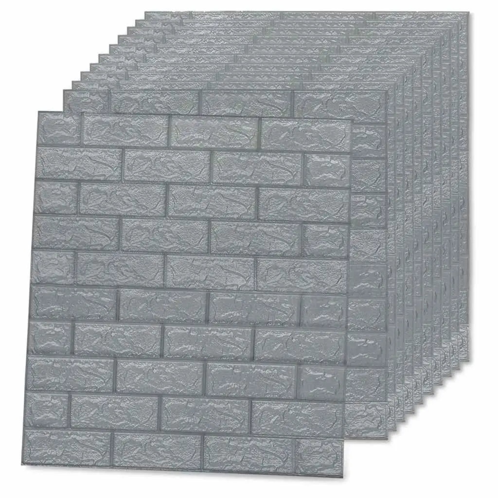 3D Brick Wallpaper Self-Adhesive Wall Stickers Home Decor Anthracite 10 Piece